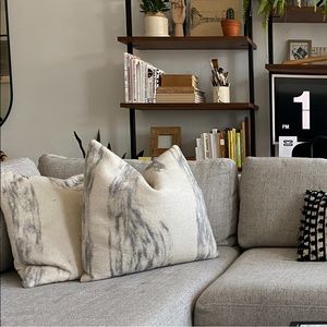 West Elm pair of 18” Abstract white & grey felt accent pillows